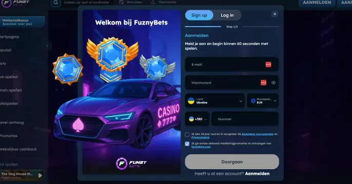 Registreren bij FunzyBets Casino